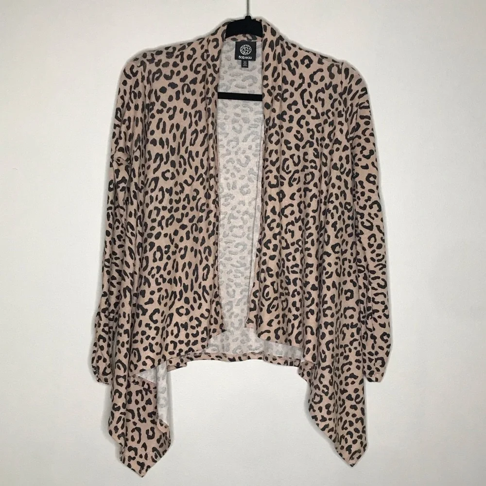 BOBEAU pink and black leopard print open front cardigan size XS - Picture 3 of 10